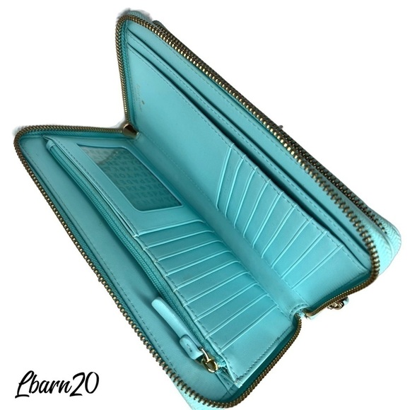 Kate Spade Atoll Tiffany Blue Studded Large Wallet with Coin Zippered RARE color - Picture 6 of 7